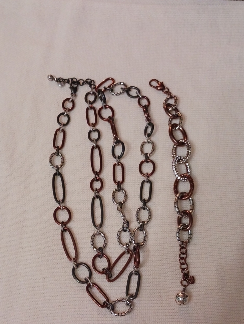 Brighton Women's Rose Gold and Silver Link Necklace and Bracelet Set